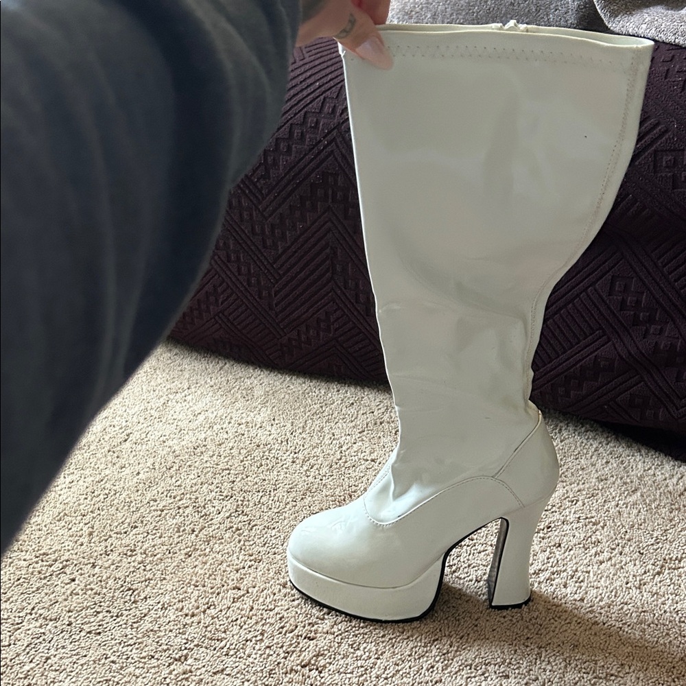 White Heeled Boots for Women